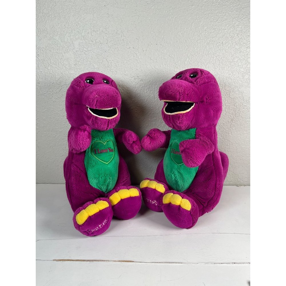 Pair of VTG Barney Plush 16” Stuffed Animal